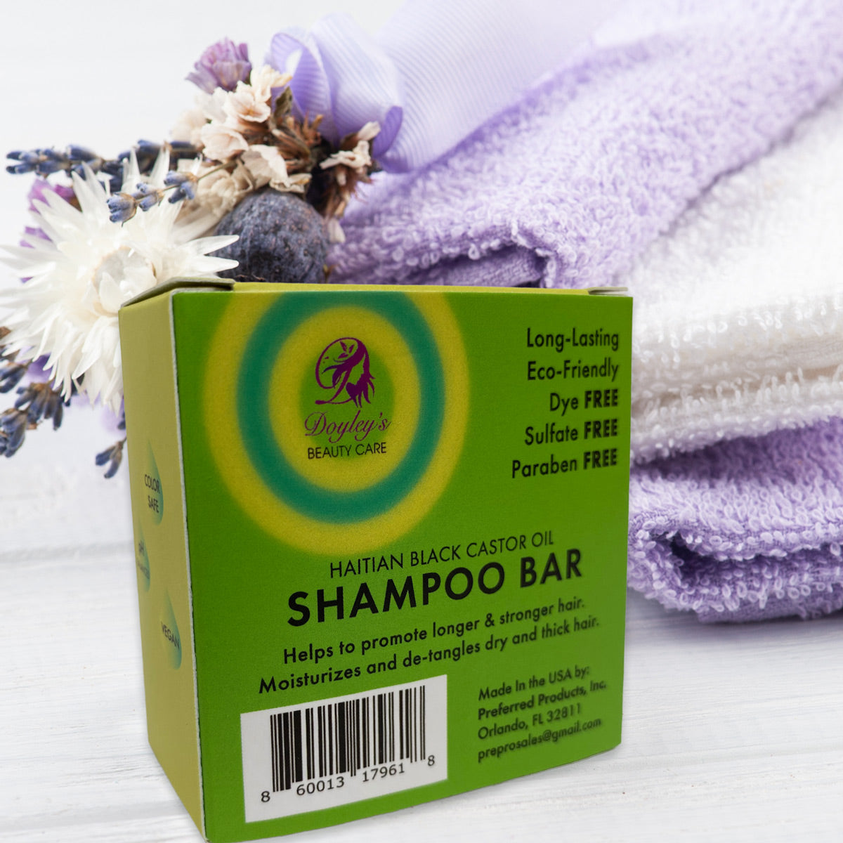 Doyley's Haitian Black Castor Oil Shampoo Bar 5oz with Rosemary, Lemongrass, Peppermint - back