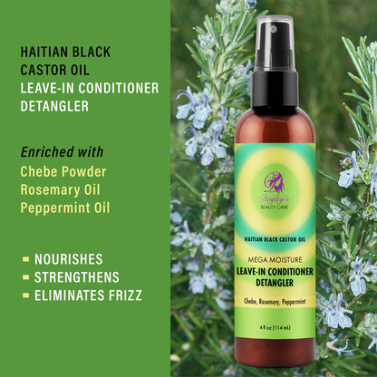 Doyley's Haitian Black Castor Oil Mega Moisture Leave-In Conditioner Detangler 4oz infographic