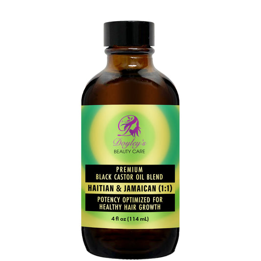 Doyley's Beauty Care Premium Haitian & Jamaican Black Castor Oil 1:1 Blend 4oz potency optimized for healthy hair growth