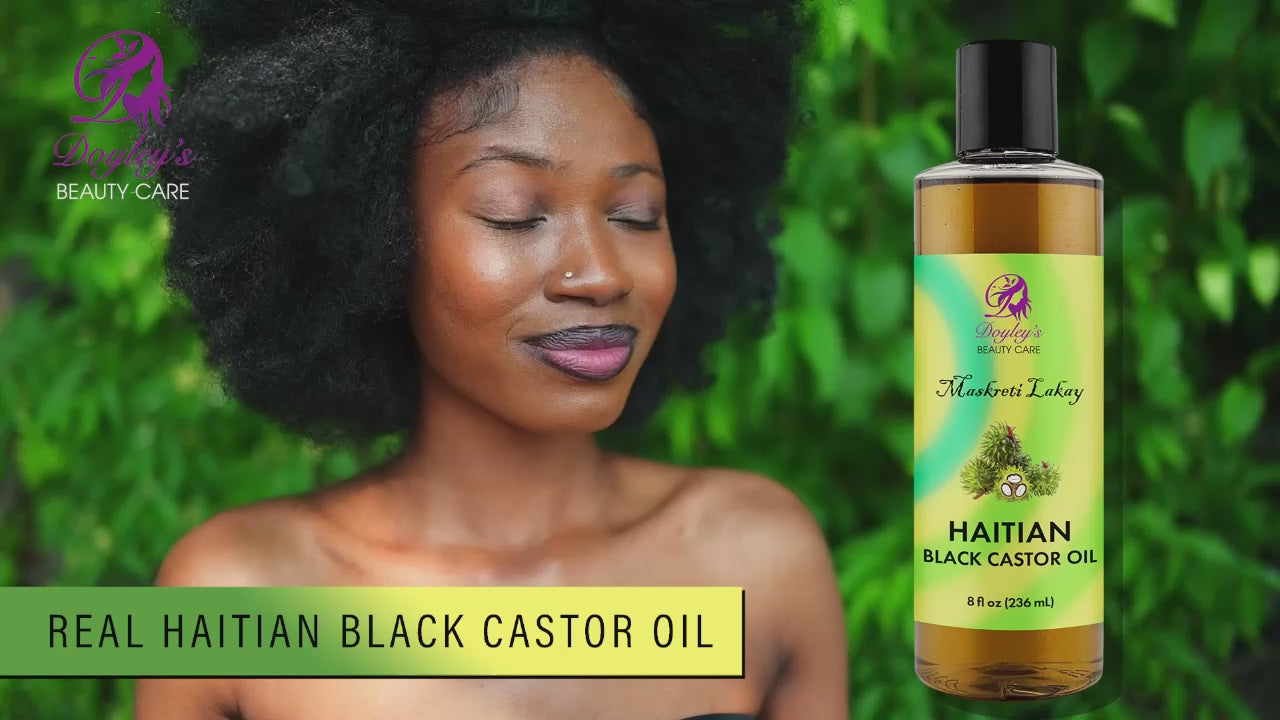 Load video: Doyley&#39;s Haitian Black Castor Oil 8oz Video. 100% natural hair growth